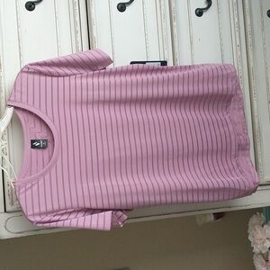 NWT Skechers Shadow Tee, size M, Mauve stripe, polyester